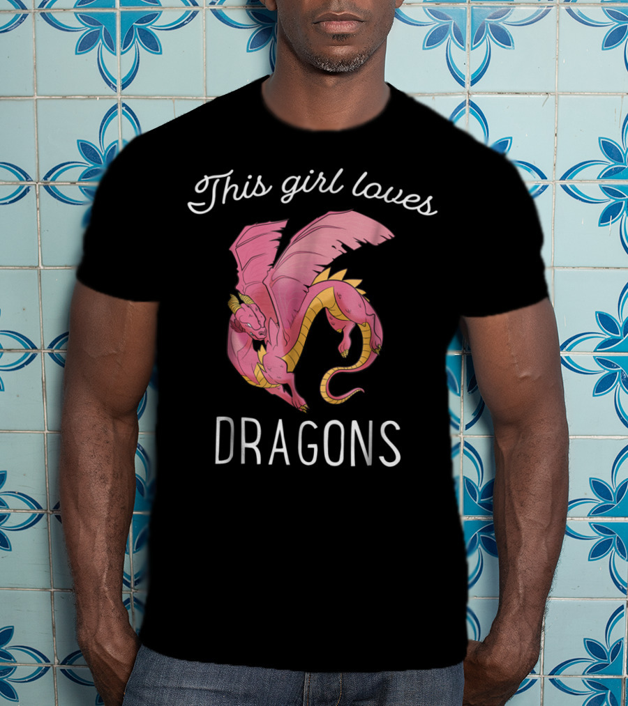 This Girl Loves Dragons Cute Pink Flying Dragon T-Shirt
