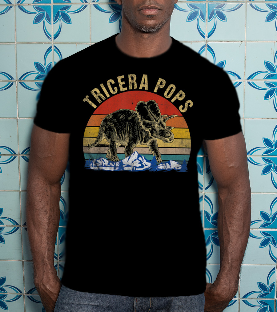 Tricera Pops Dinosaur Dad Triceratops Vintage T-Shirt