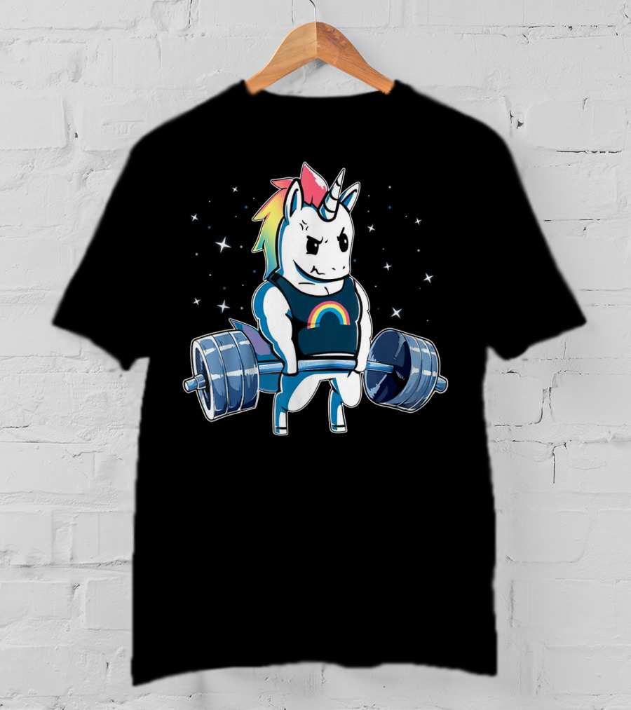 Unicorn Deadlift Powerlifting Rainbow Fitness Gym T-Shirt