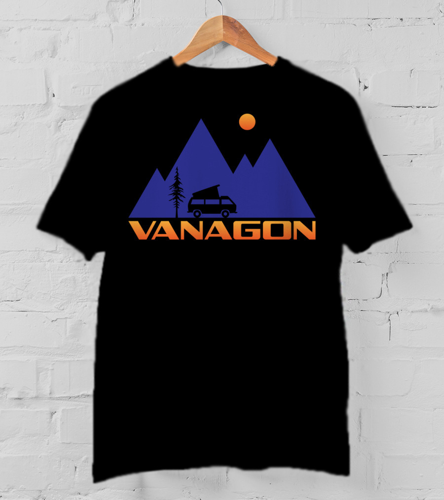 Vanagon Camper Van Mountain Sunset Scene T-Shirt