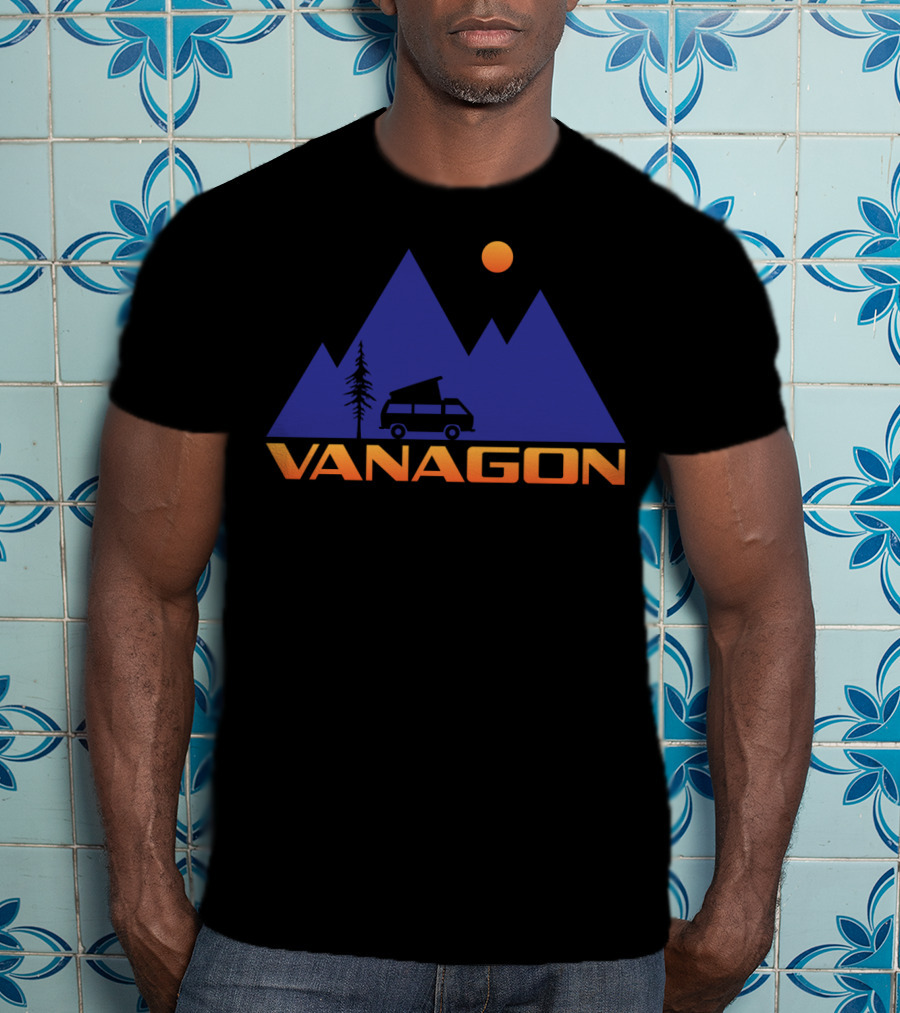 Vanagon Camper Van Mountain Sunset Scene T-Shirt