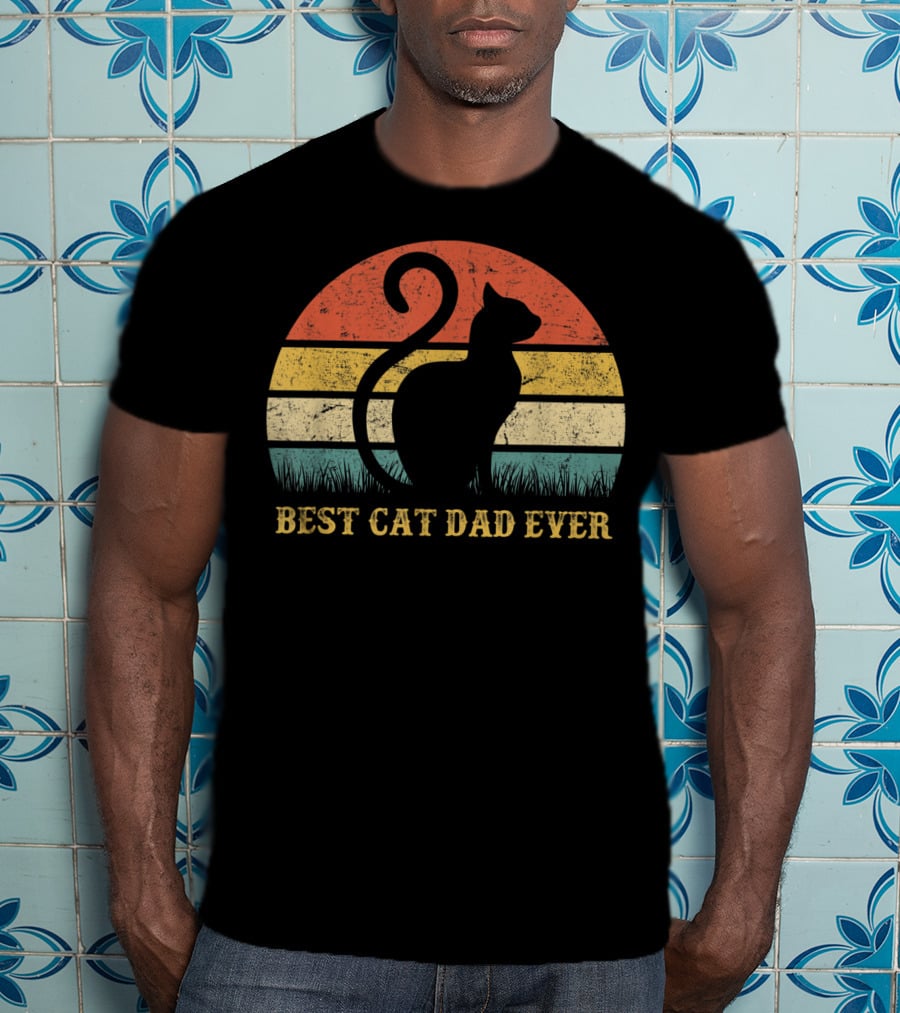 Best Cat Dad Ever Vintage Cat Daddy Father T-Shirt