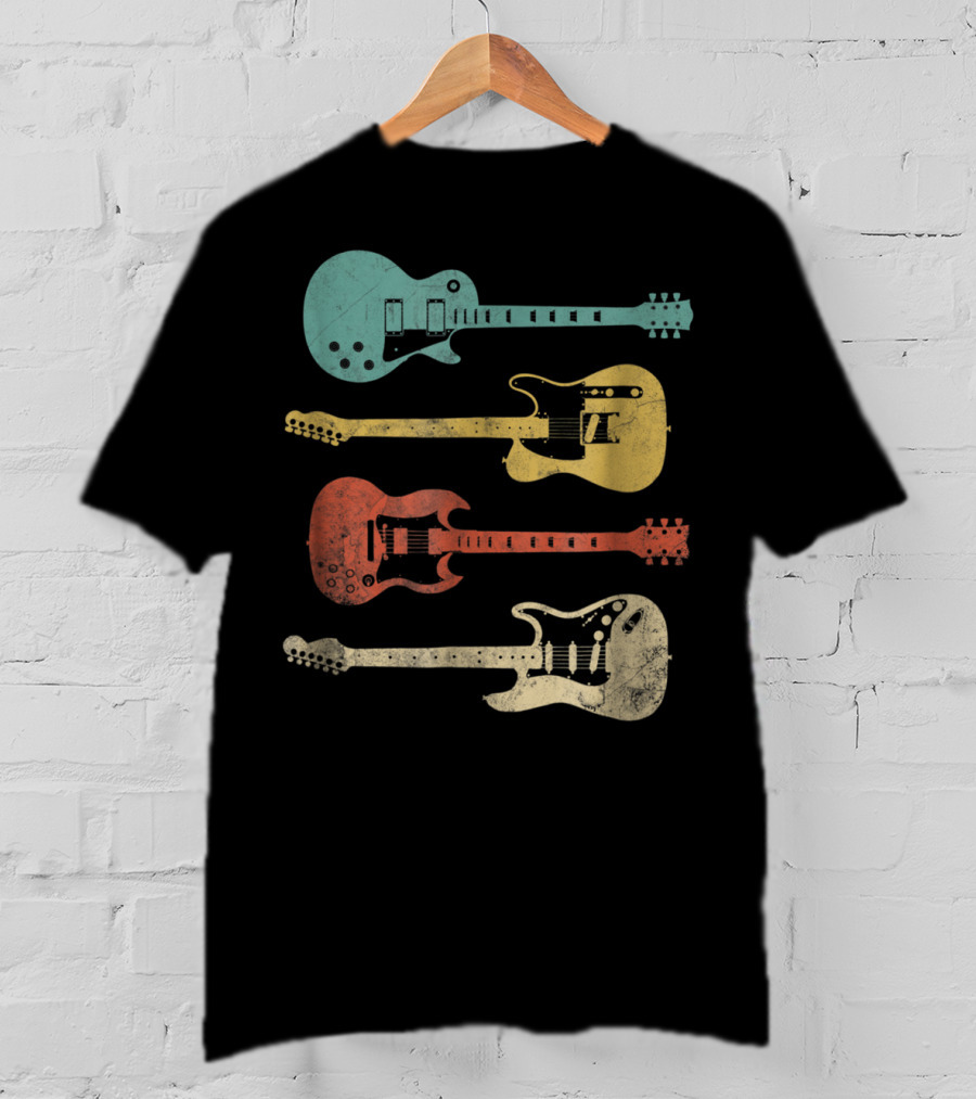 Vintage Classic Colorful Electric Guitars Collection T-Shirt