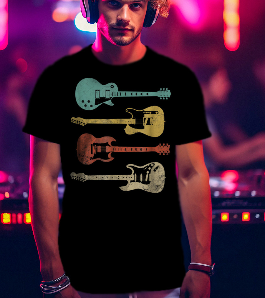 Vintage Classic Colorful Electric Guitars Collection T-Shirt