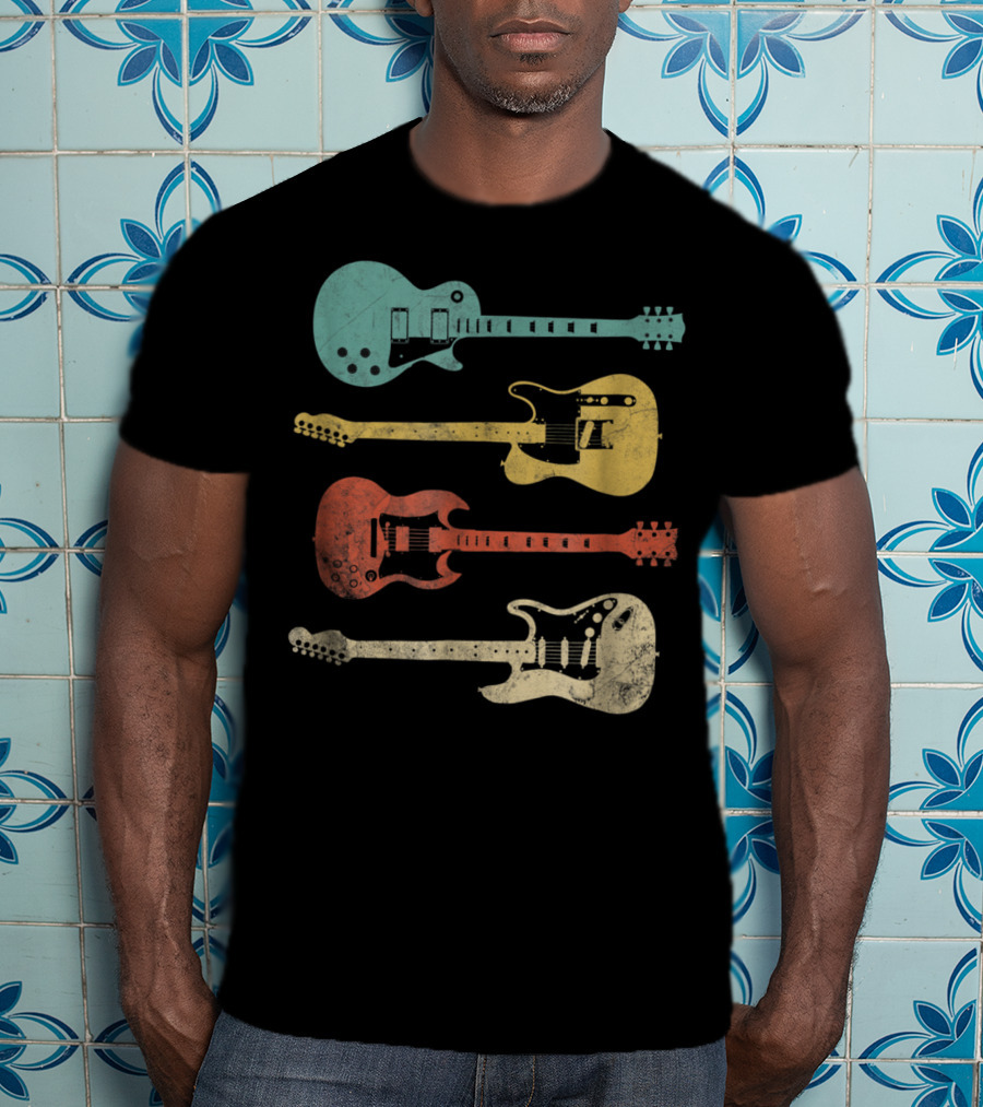 Vintage Classic Colorful Electric Guitars Collection T-Shirt