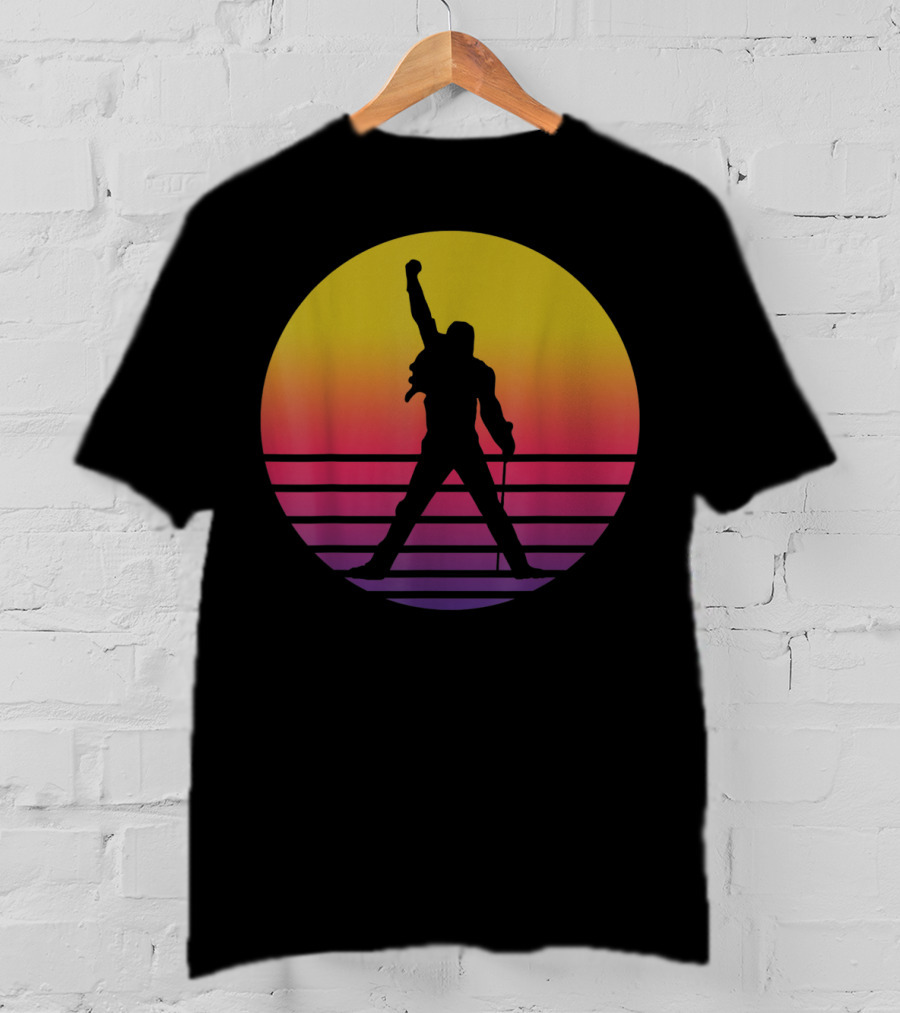 Vintage Freddie Mercury Silhouette Music Icon Sunset T-Shirt