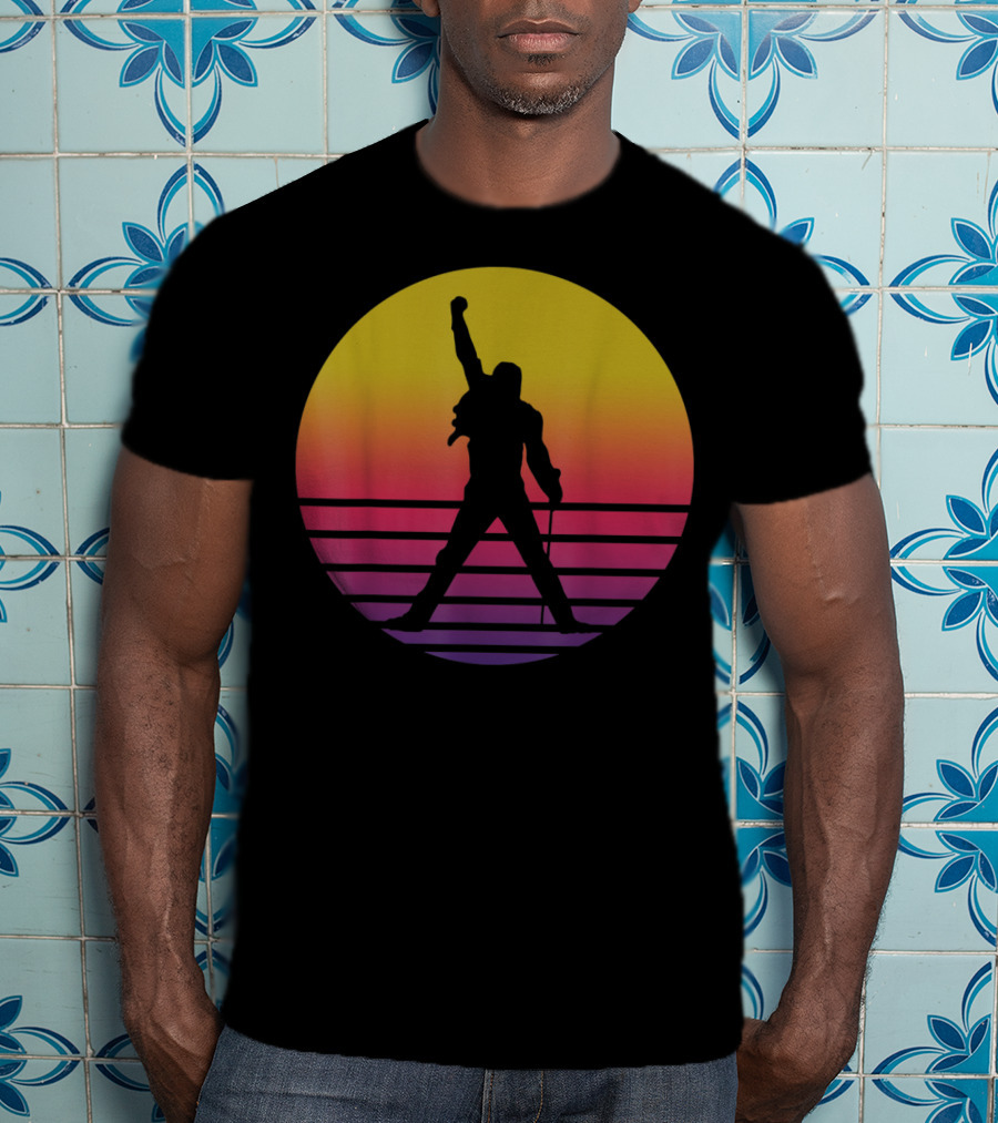 Vintage Freddie Mercury Silhouette Music Icon Sunset T-Shirt