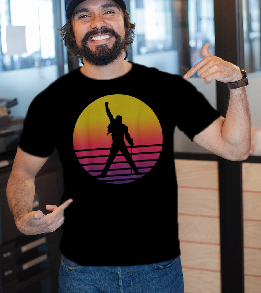 Vintage Freddie Mercury Silhouette Music Icon Sunset T-Shirt