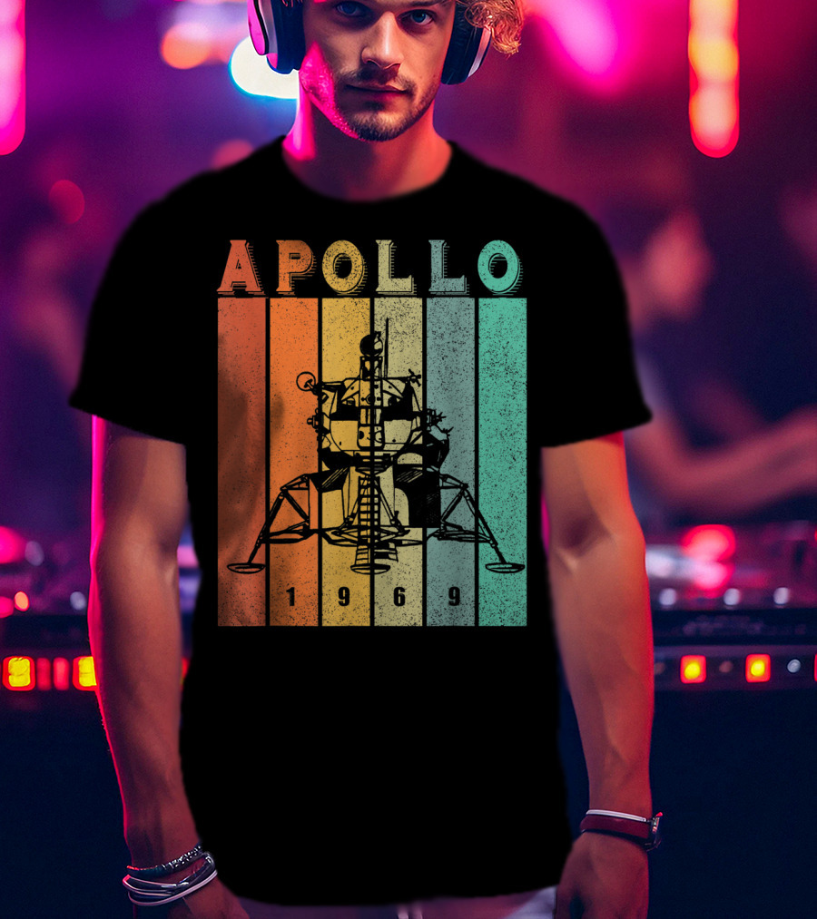Apollo 1969 Lunar Module Vintage Retro Stripes T-Shirt
