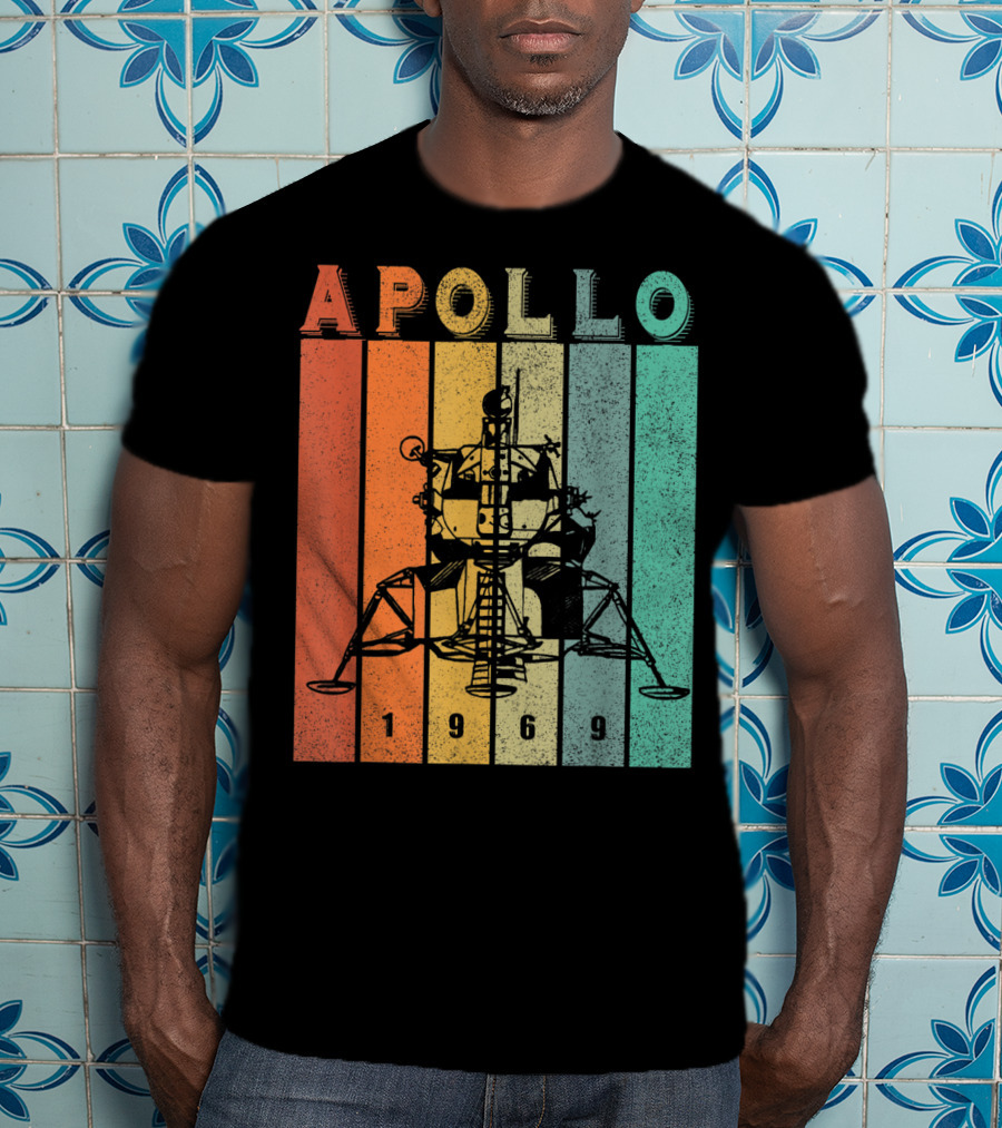 Apollo 1969 Lunar Module Vintage Retro Stripes T-Shirt