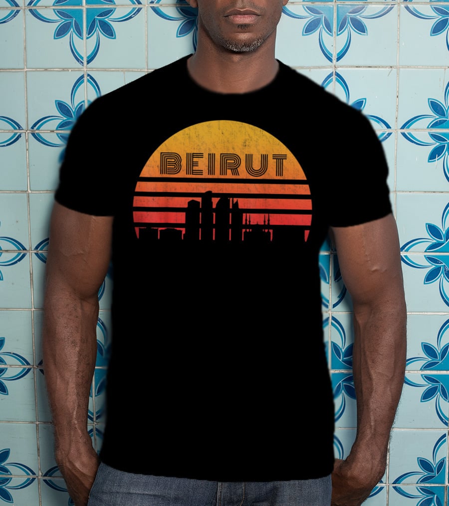 Vintage Beirut Lebanon Skyline Sunset T-Shirt