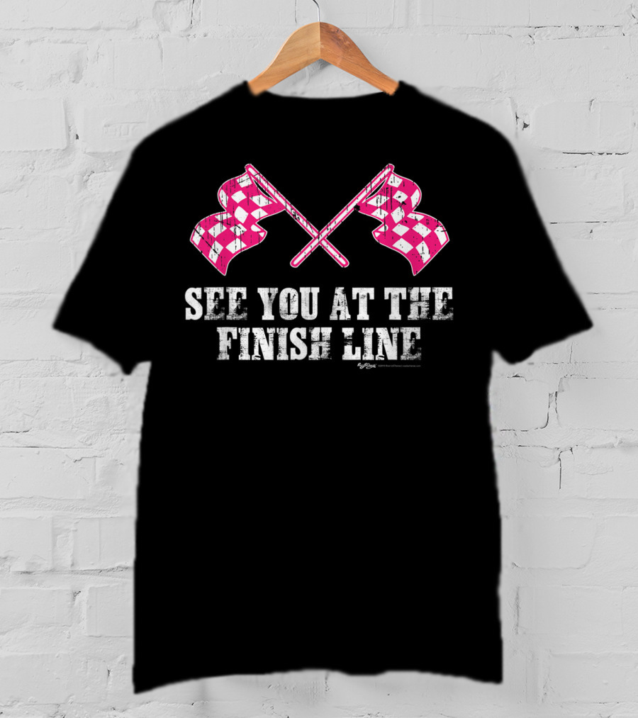 Vintage See You At The Finish Line Pink Checkered Flags T-Shirt