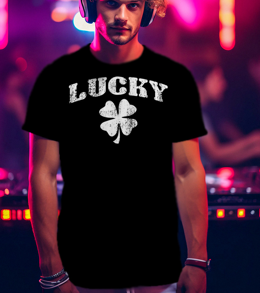 Lucky Vintage Style Clover St Patrick's Day T-Shirt