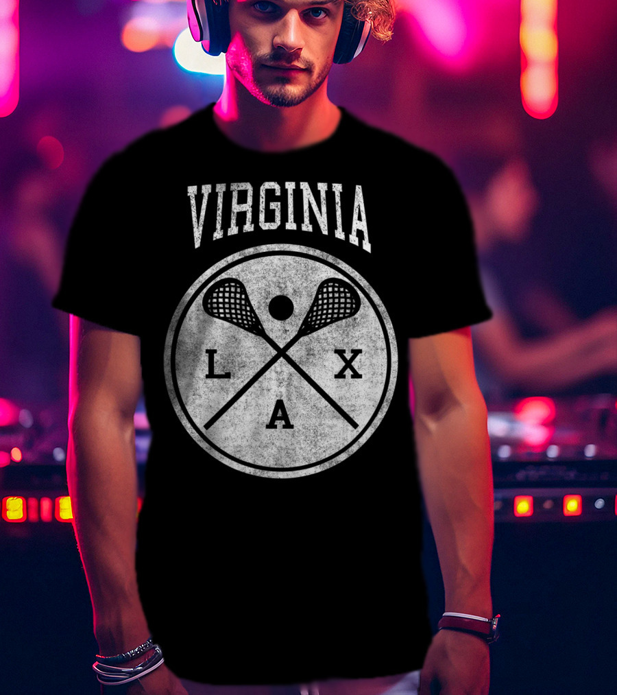Virginia LAX Vintage Lacrosse Crossed Sticks Circle T-Shirt