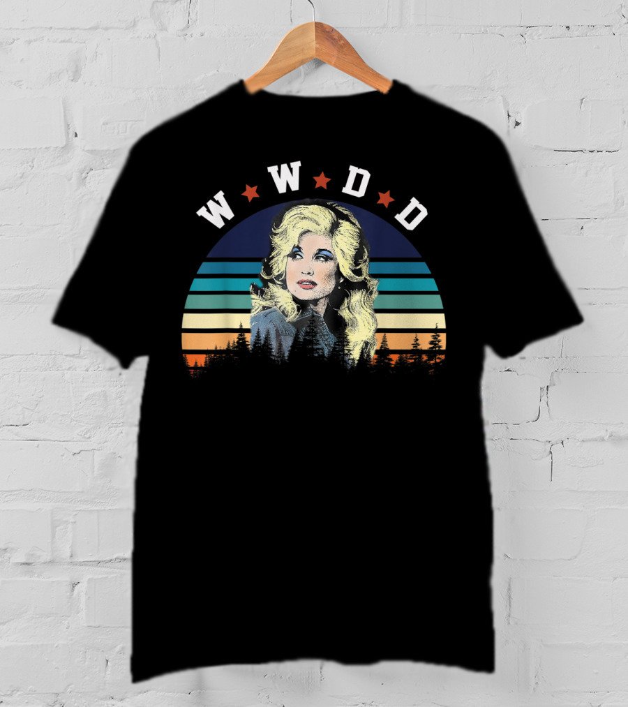 WWDD Retro Dolly Parton Striped Trees T-Shirt