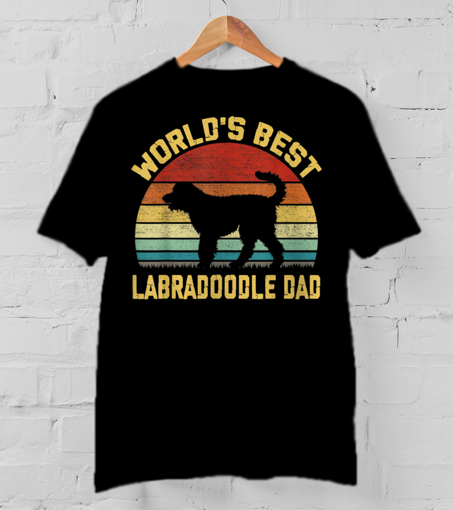 World's Best Labradoodle Dad Vintage Sunset Retro T-Shirt