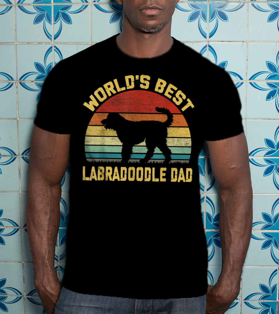 World's Best Labradoodle Dad Vintage Sunset Retro T-Shirt