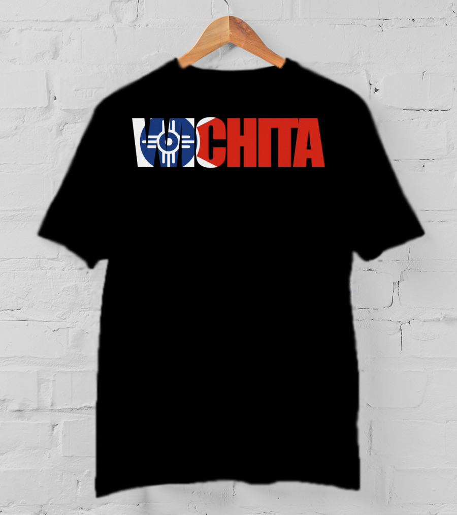 Wichita Kansas Flag Typography T-Shirt