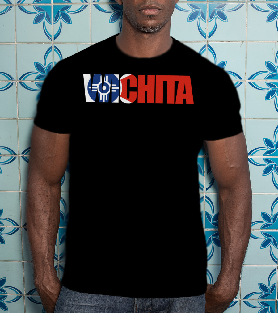 Wichita Kansas Flag Typography T-Shirt