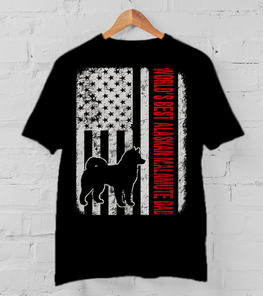 World's Best Alaskan Malamute Dad American Flag T-Shirt