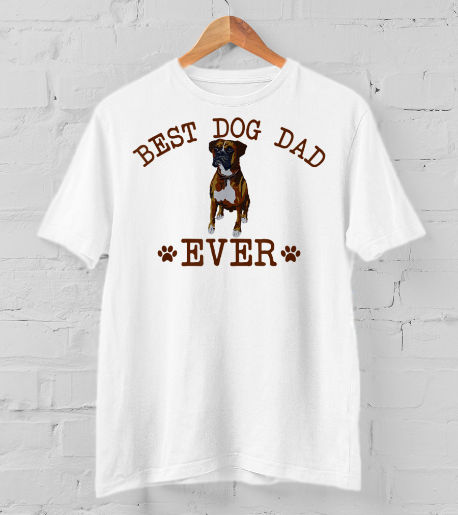 Best Boxer Dog Dad Ever Father's Day Paw Prints T-Shirt