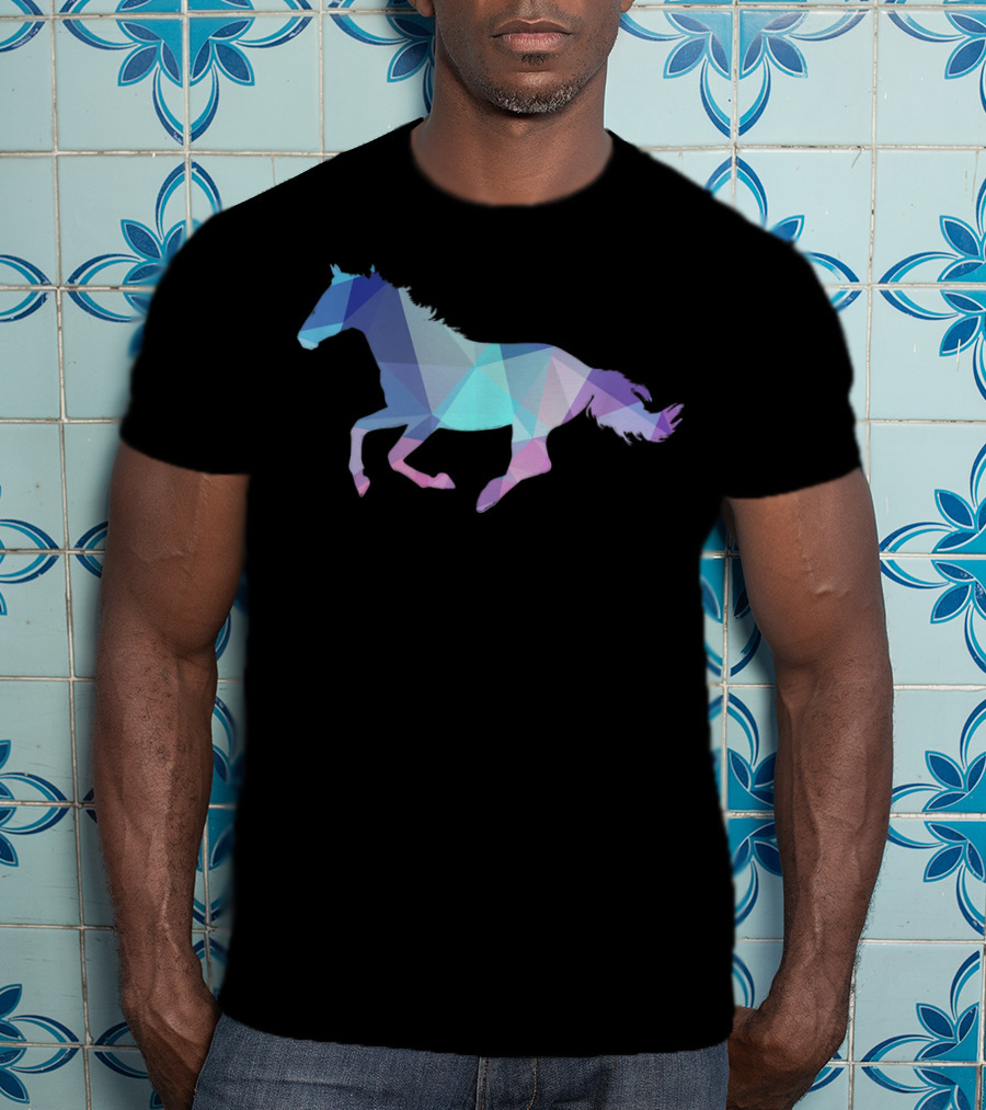 Horse Love Colorful Abstract Horse Triangles T-Shirt