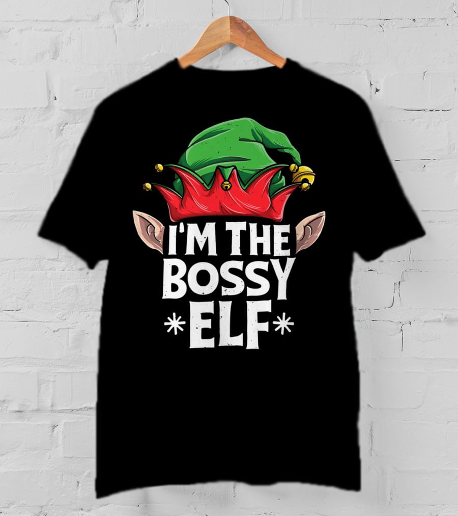 I'm The Bossy Elf Christmas Family Matching Jingle Hat Ears T-Shirt