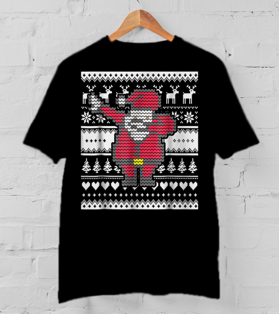 Dabbing Santa Claus Ugly Christmas Sweater Pattern T-Shirt
