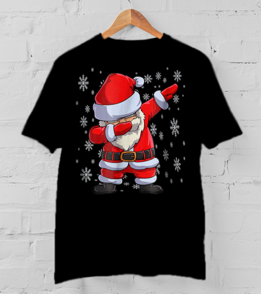 Dabbing Santa Funny Christmas Flossing Snowflakes T-Shirt