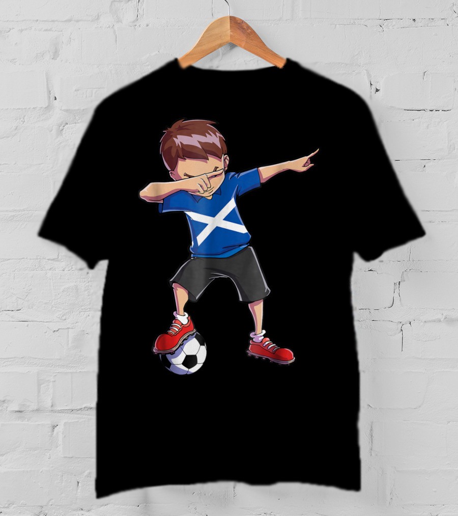 Dabbing Soccer Boys Scottish Flag Football Scotland T-Shirt
