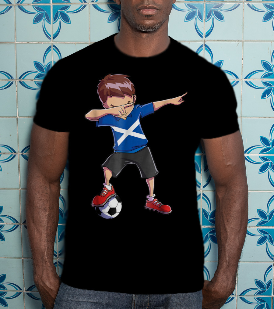 Dabbing Soccer Boys Scottish Flag Football Scotland T-Shirt