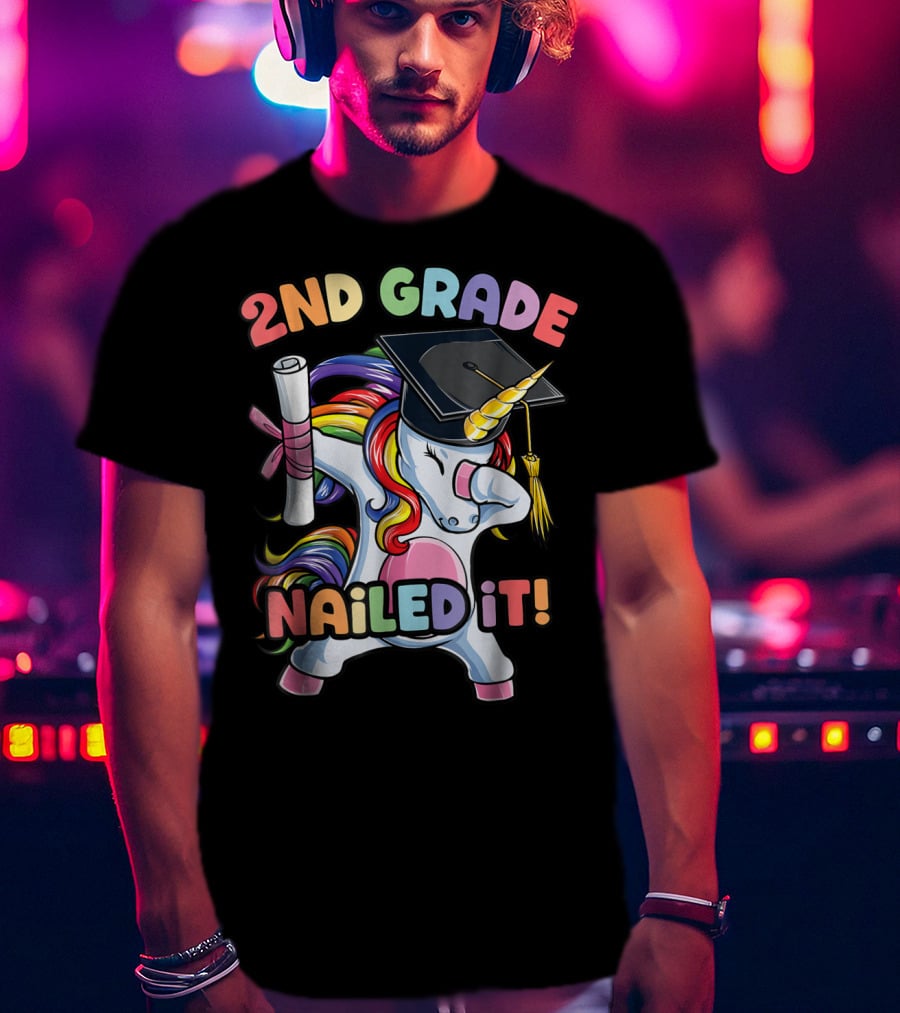 2nd Grade Nailed It Dabbing Unicorn Graduation T-Shirt