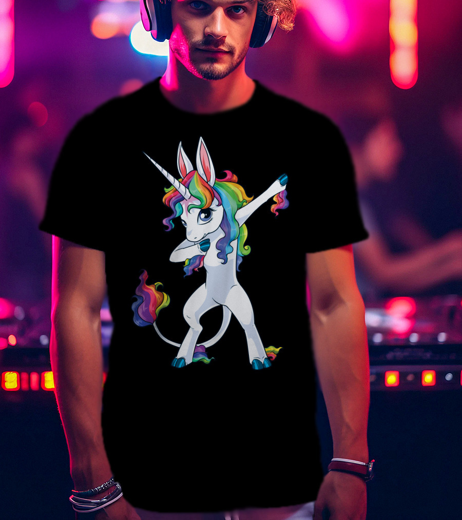 Dabbing Unicorn Party Squad Rainbow Dab T-Shirt