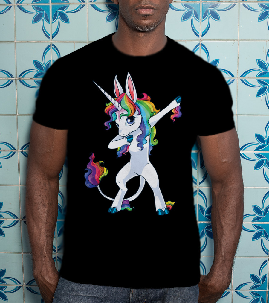 Dabbing Unicorn Party Squad Rainbow Dab T-Shirt