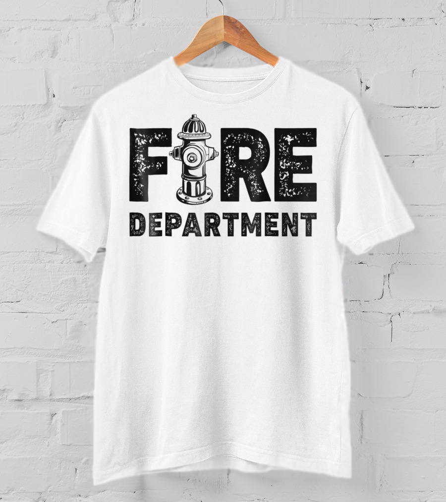 Fire Department Firefighter Thin Red Line Hydrant Typography T-Shirt