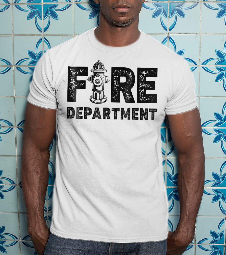 Fire Department Firefighter Thin Red Line Hydrant Typography T-Shirt