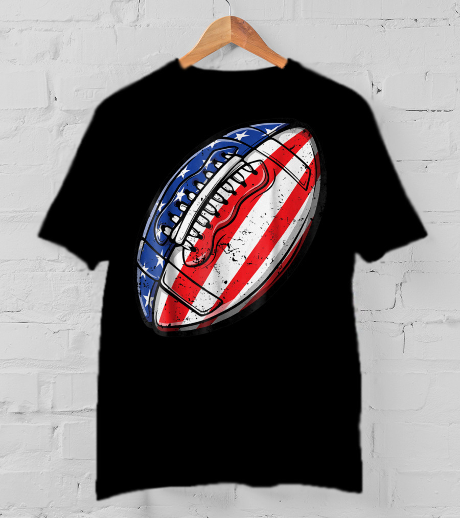 American Flag Football Fourth Of July T-Shirt