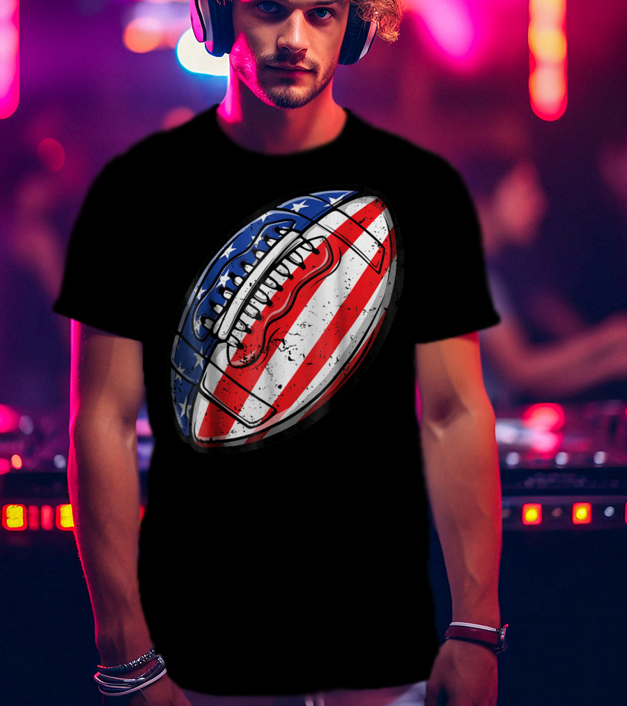 American Flag Football Fourth Of July T-Shirt