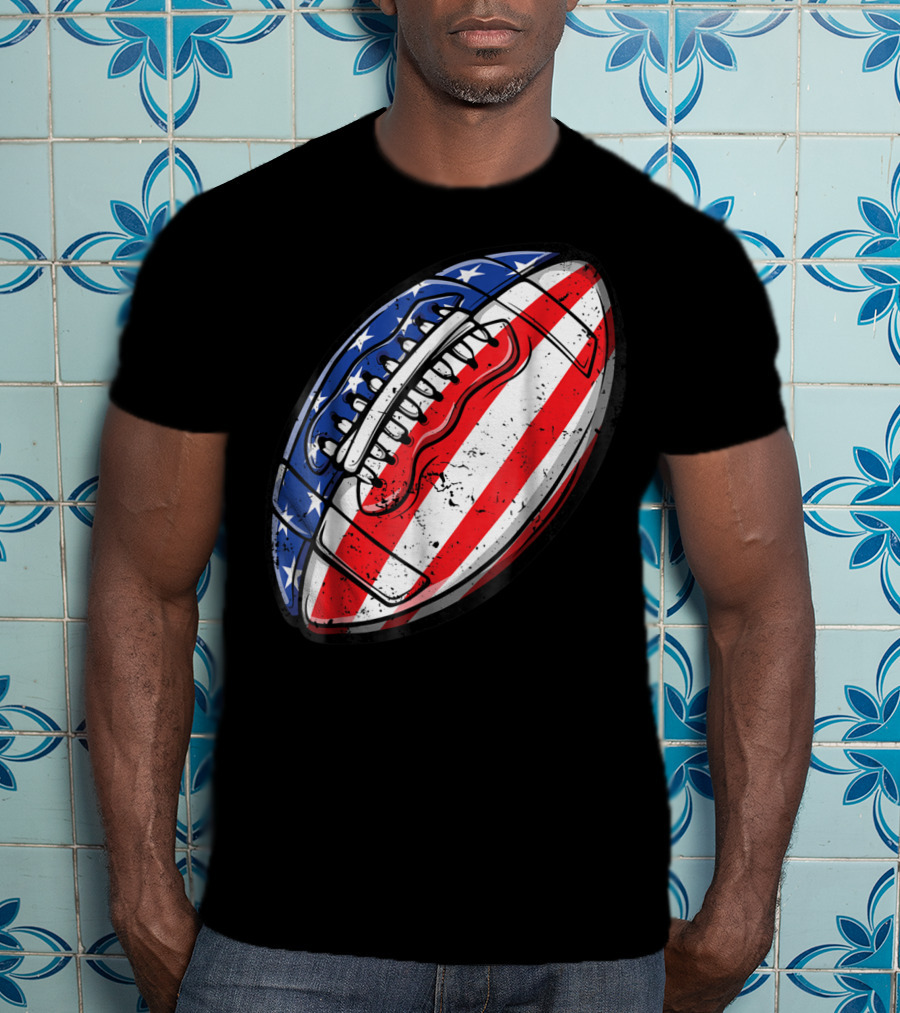 American Flag Football Fourth Of July T-Shirt
