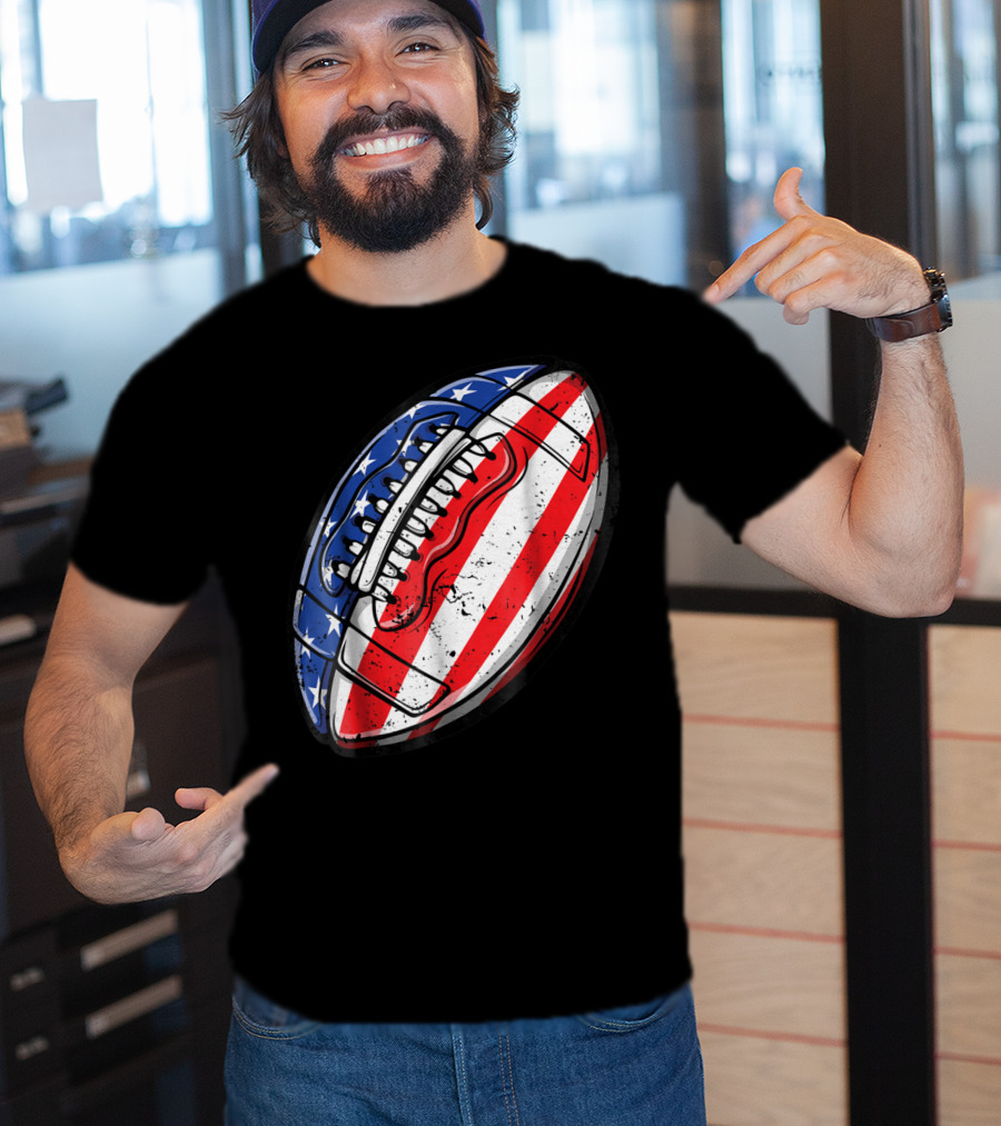 American Flag Football Fourth Of July T-Shirt