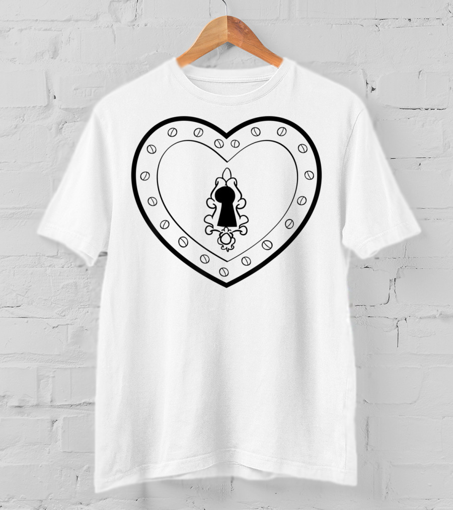 For Loving Pair Girl Boy Valentines Day Heart Lock Keyhole T-Shirt