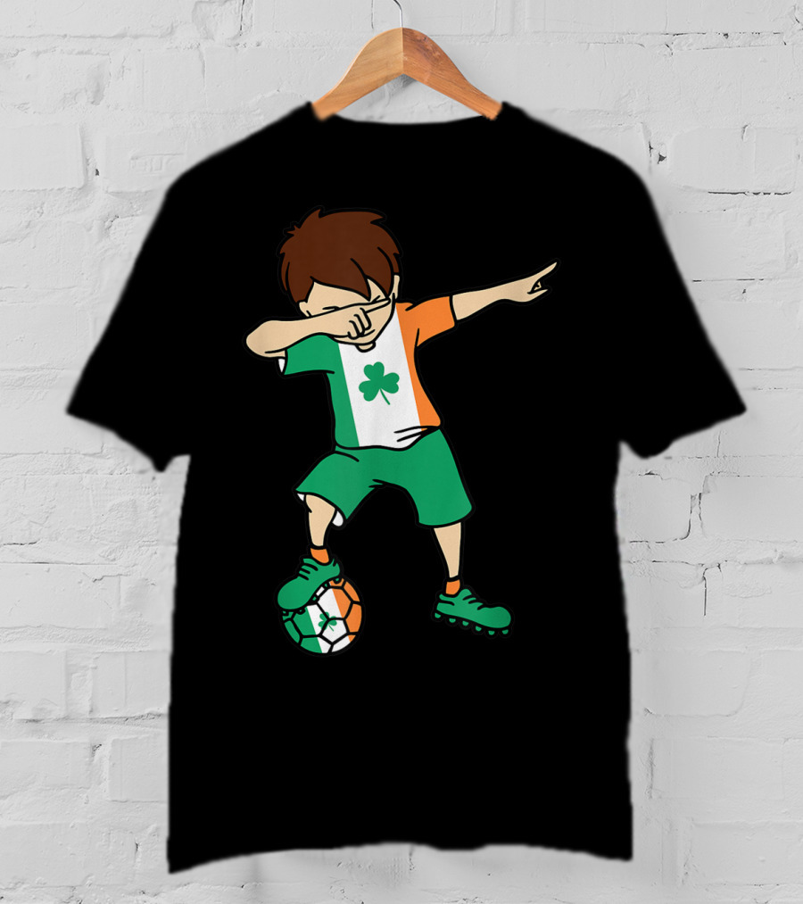 Dabbing Irish Soccer Clover Saint Patrick's Day T-Shirt