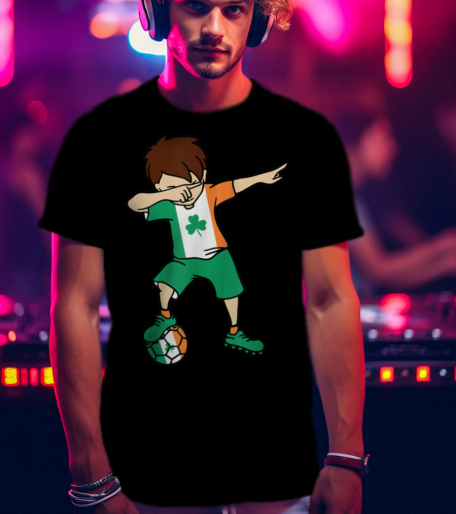 Dabbing Irish Soccer Clover Saint Patrick's Day T-Shirt