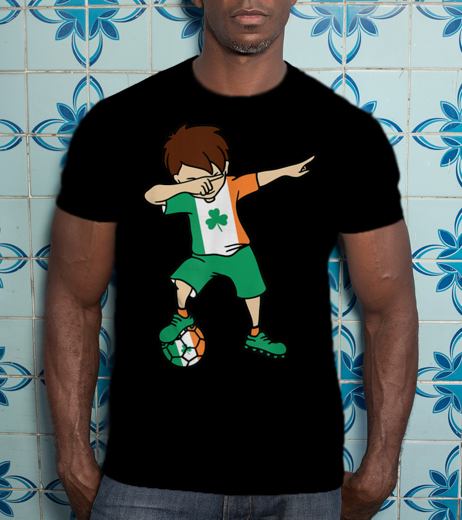 Dabbing Irish Soccer Clover Saint Patrick's Day T-Shirt