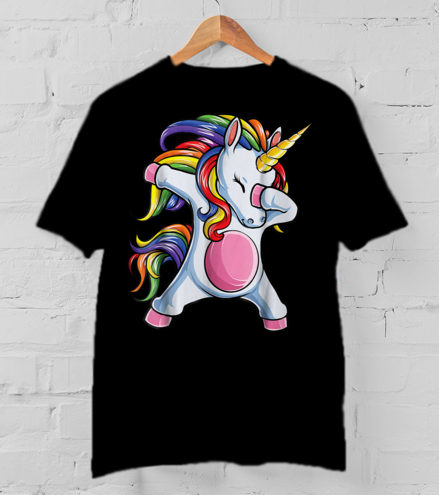 Dabbing Unicorn Kids Boys Girls Rainbow Colors T-Shirt