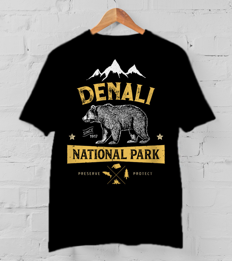 Denali National Park Since 1917 Bear Preserve Protect Alaska T-Shirt