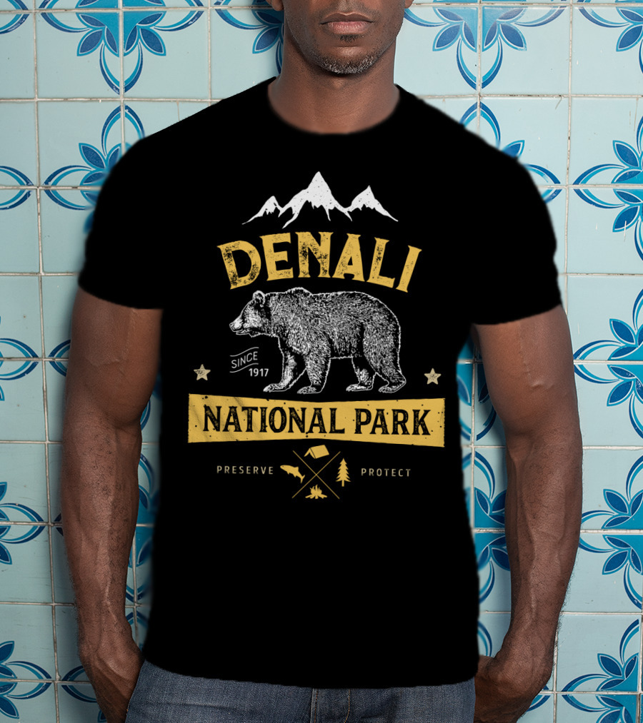 Denali National Park Since 1917 Bear Preserve Protect Alaska T-Shirt