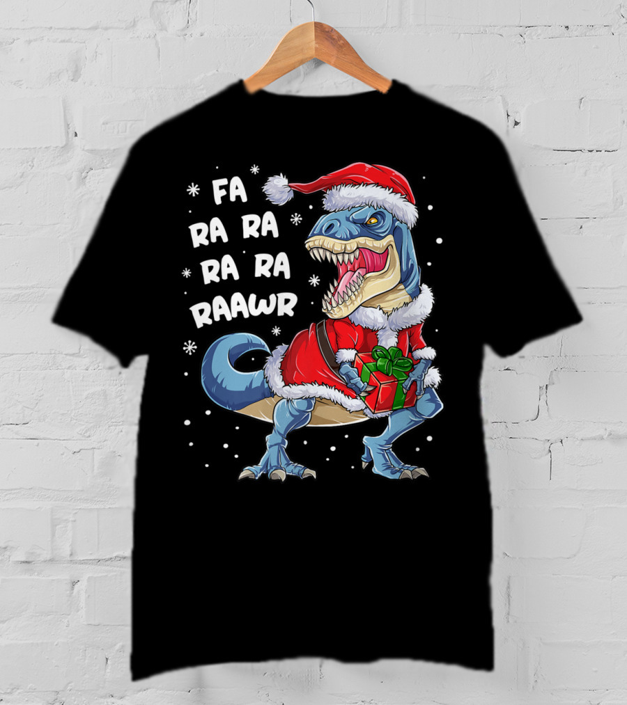 Fa Ra Ra Ra Rawr Dinosaur Christmas Rex Santa T-Shirt
