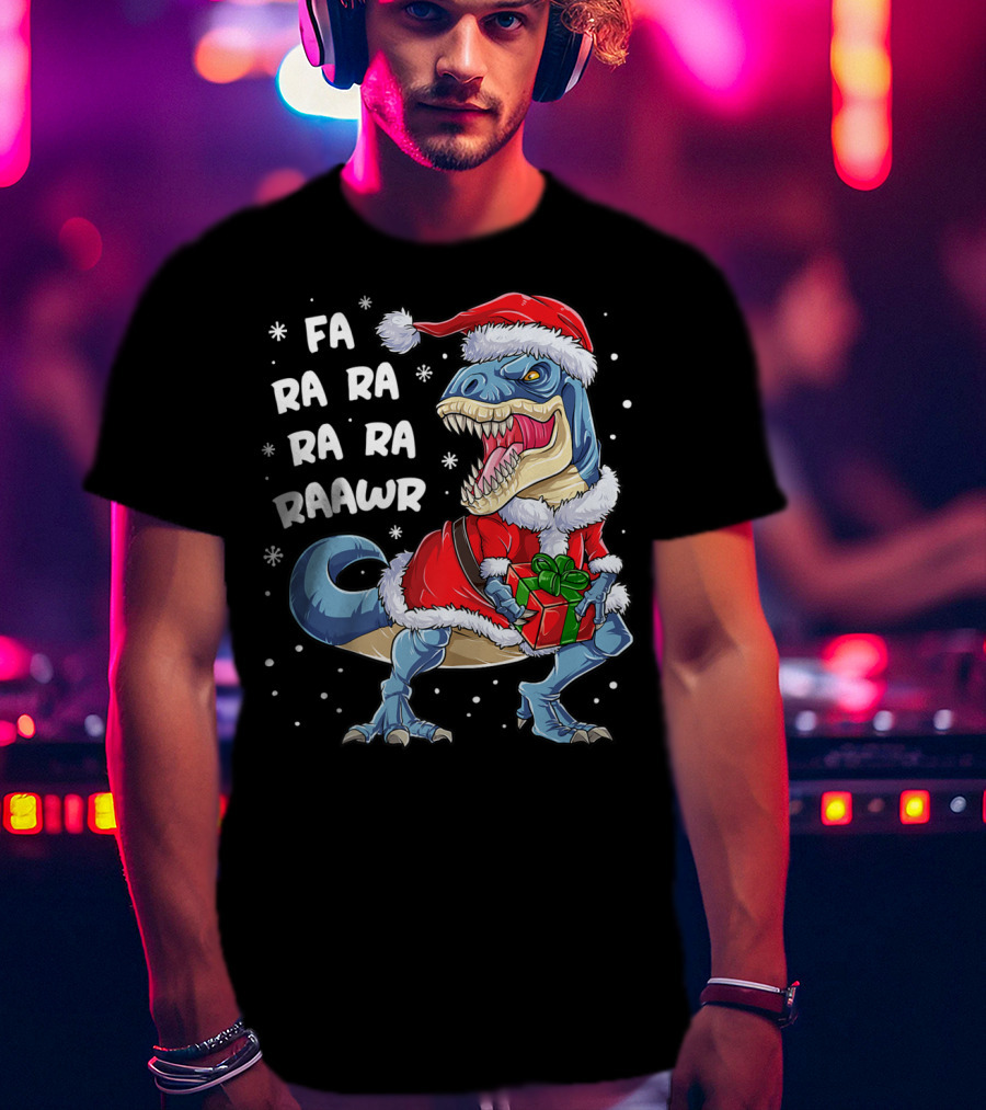 Fa Ra Ra Ra Rawr Dinosaur Christmas Rex Santa T-Shirt