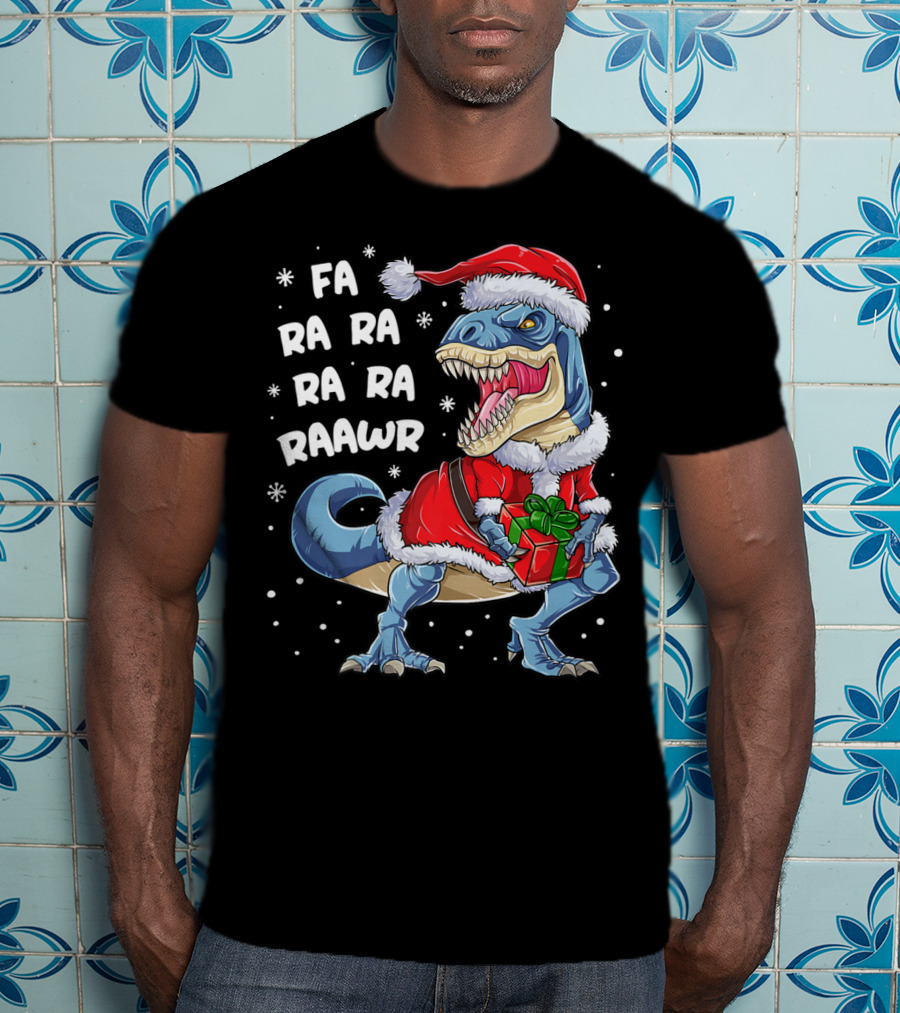 Fa Ra Ra Ra Rawr Dinosaur Christmas Rex Santa T-Shirt